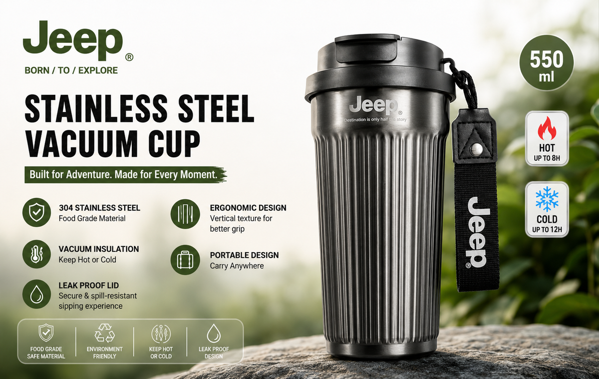 Jeep 550ml Stainless Steel Vacuum Insulated Travel Mug