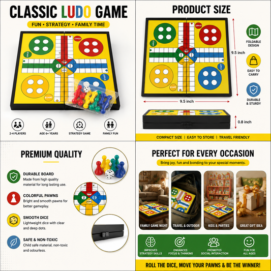 Foldable Ludo Board Game Set.