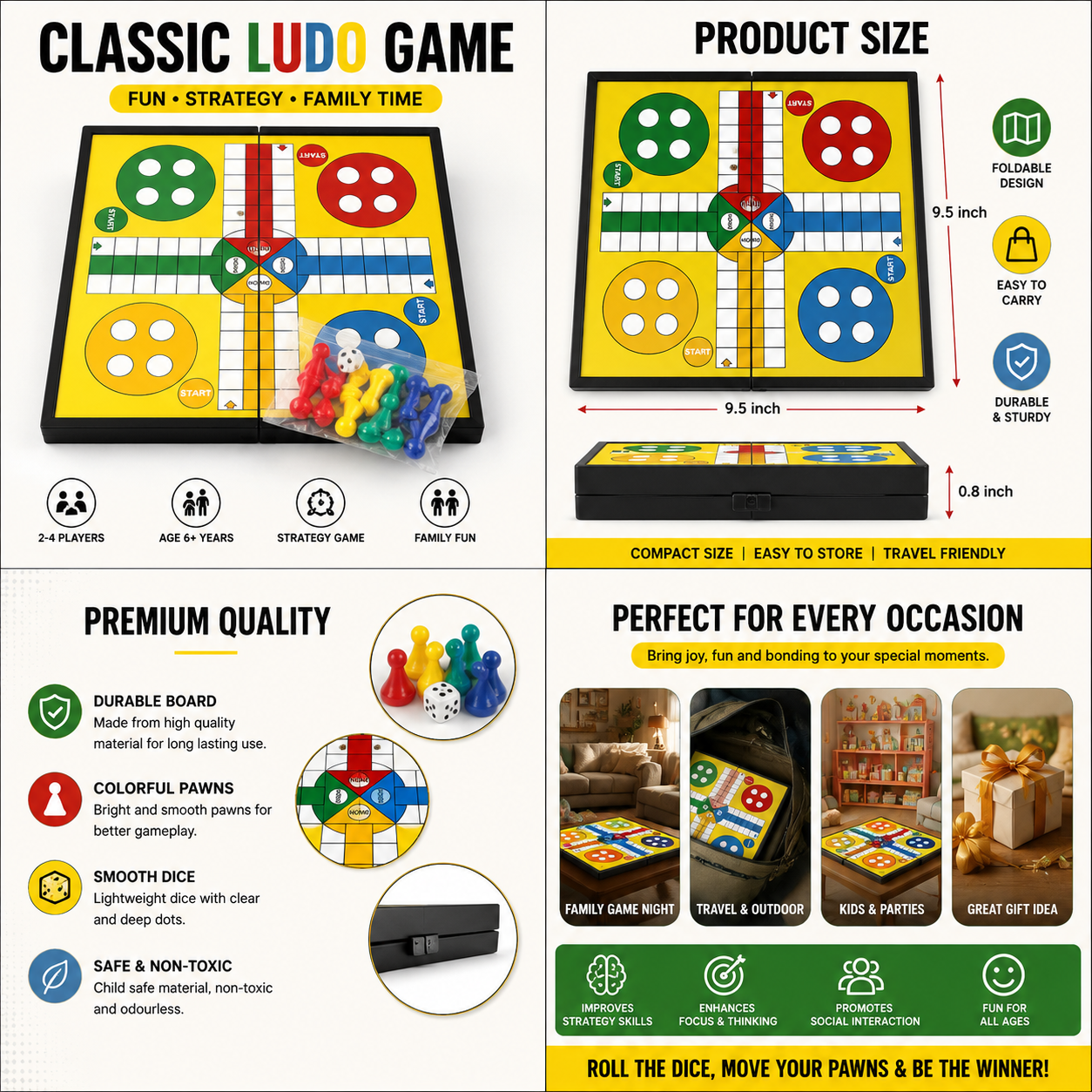 Foldable Ludo Board Game Set
