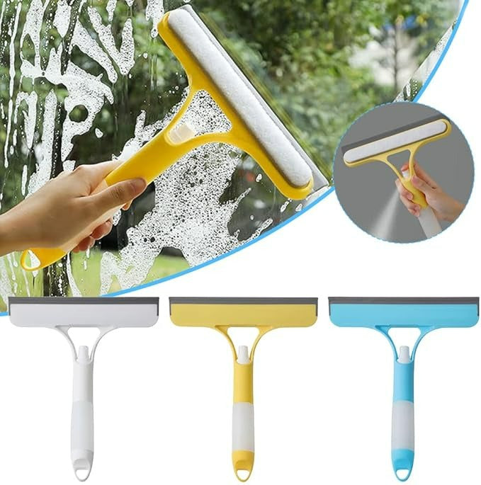 3 in 1 Window Cleaner Tool with Spray Bottle – Squeegee & Brush Cleaner