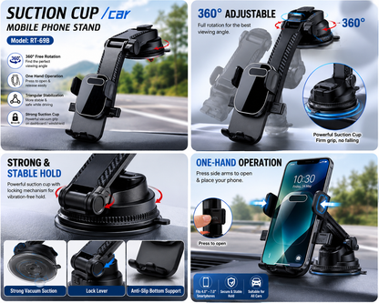 RT-69B Premium Suction Cup Car Mobile Holder