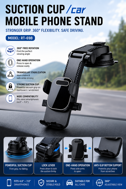 RT-69B Premium Suction Cup Car Mobile Holder