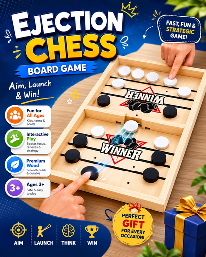 Ejection Chess Board Game – Fast Sling Puck Wooden Family Table Game.