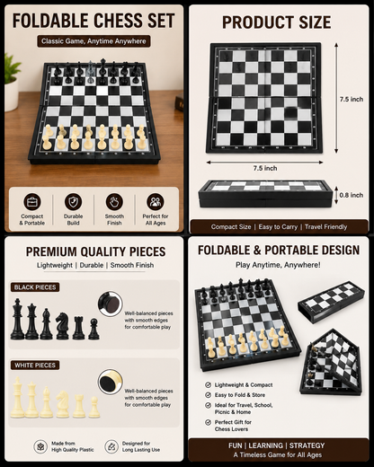 Portable Travel Chess Board Game for Kids & Adults.
