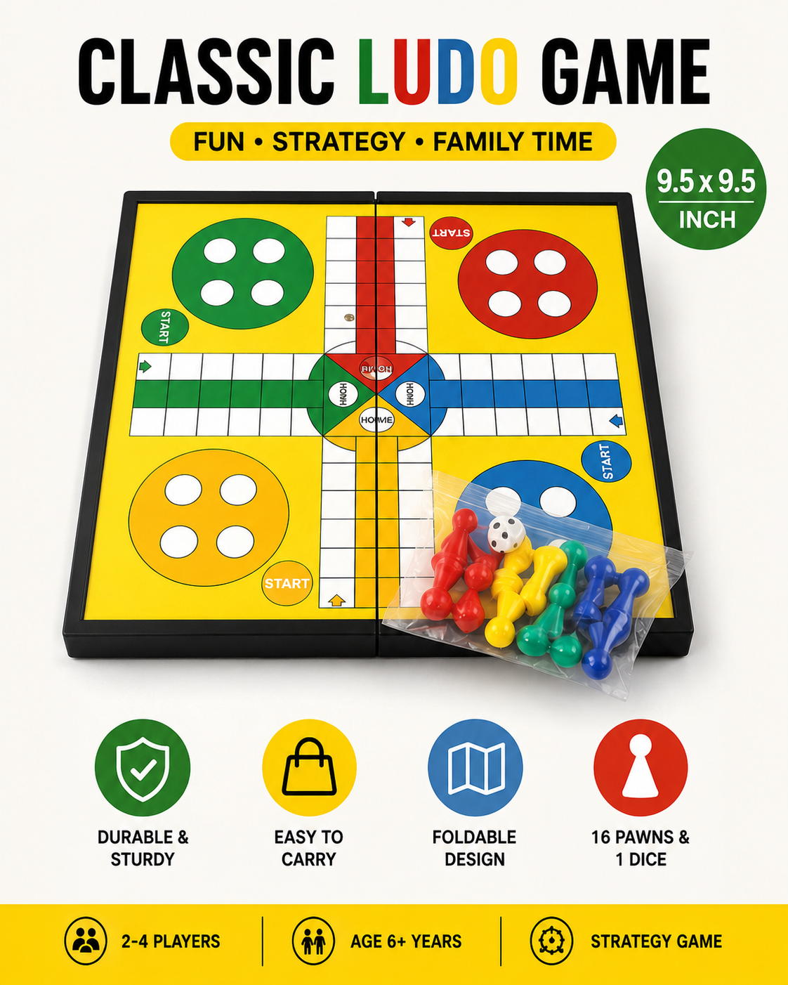 Foldable Ludo Board Game Set
