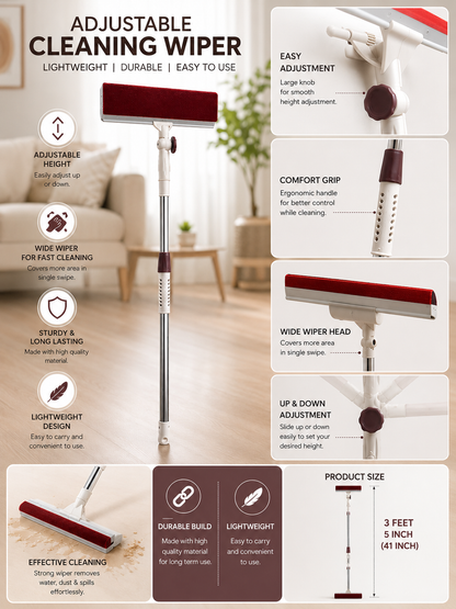 2-in-1 Adjustable Cleaning Wiper – Microfiber & Rubber Dual Side