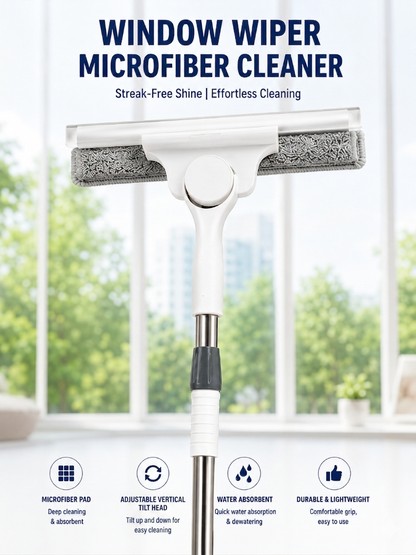 2-in-1 Telescopic Window Wiper & Microfiber Cleaner
