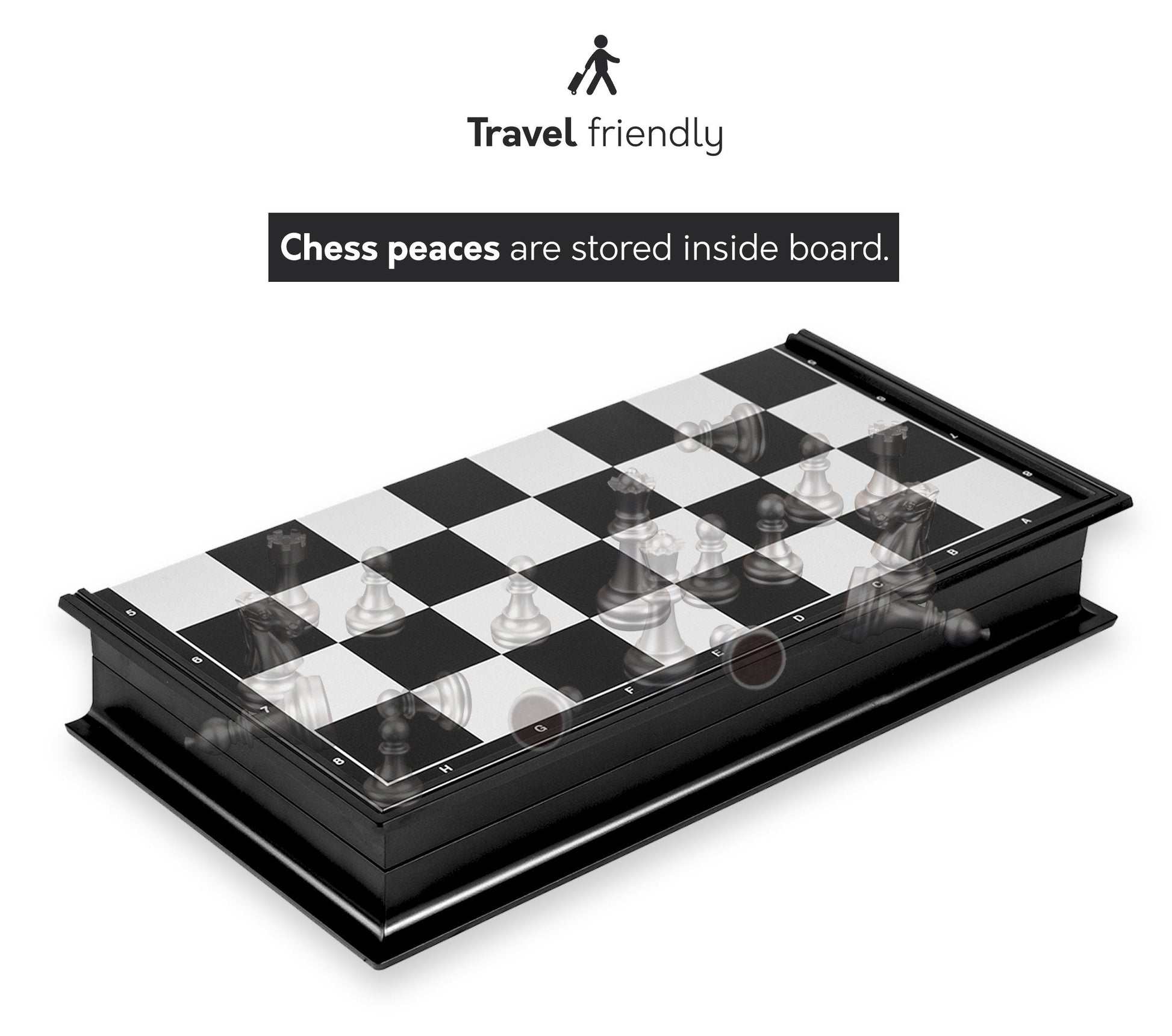 Premium Magnetic Chess Set – Gold & Silver Metallic Pieces | 14" x 14" inch Folding Board