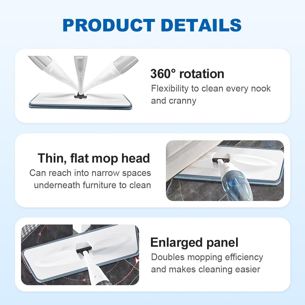 360° Rotating 2 in 1 Spray Mop – Wet & Dry Flat Floor Cleaning Mop