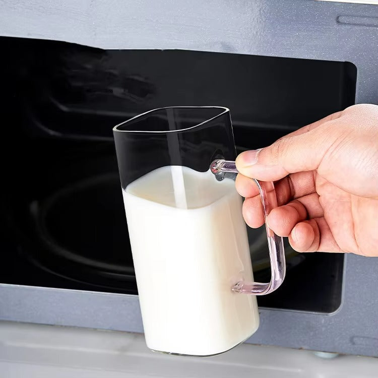 Clear Glass Square Cup With Lids and Straws, 400ml
