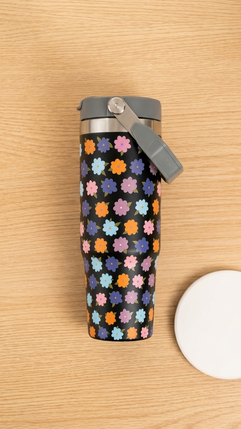 BloomPrint Insulated Stainless Steel Tumbler 1000ml – Travel Mug