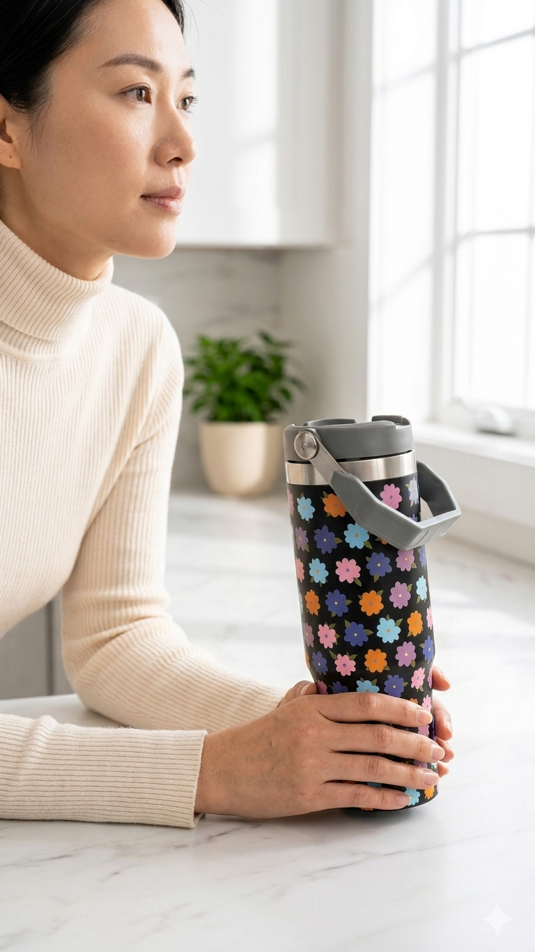 BloomPrint Insulated Stainless Steel Tumbler 1000ml – Travel Mug
